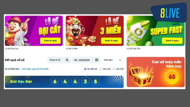 Lô Đề 8Live Uy Tín | Đặt Cược Nhanh, Nhận Thưởng Lớn 2 Sảnh Lô đề tại nhà cái sở hữu nhiều ưu điểm vượt bậc